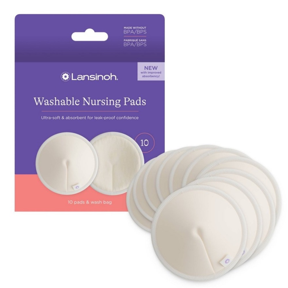 Lansinoh Organic Bamboo Washable Nursing Pads - 10 ct